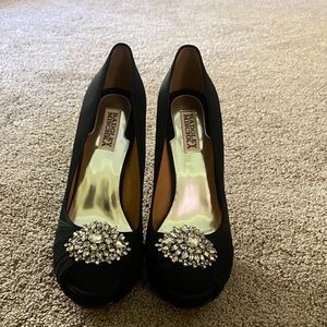 Badgley Mischka Black Crystal Embellished Heels
